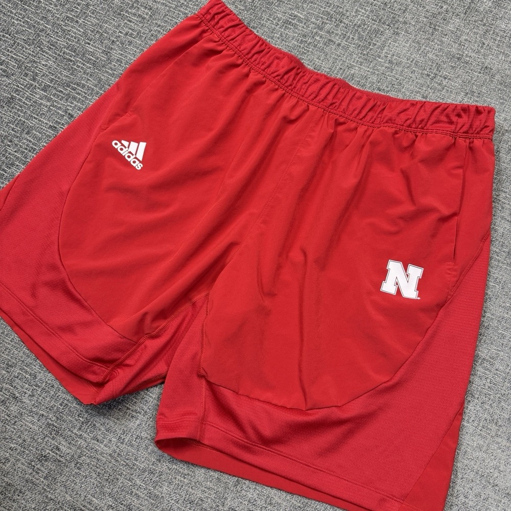 Adidas Nebraska Huskers Shorts Mens 2XL Red Athletic AEROREADY Training Gym